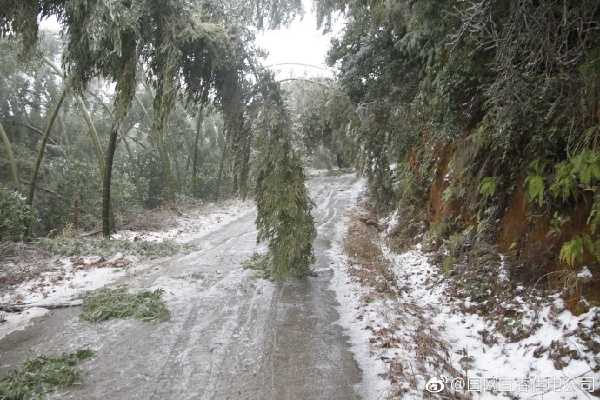 宜丰县电力抢修人员身背工具徒步进村抢修